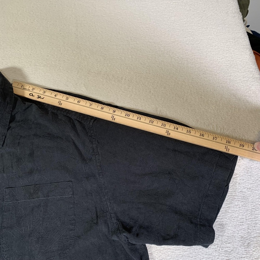 Tommy Bahama Shirt Mens XL Black 100% Silk Palm Leaf Hawaiian Short Sleeve - Picture 7 of 8